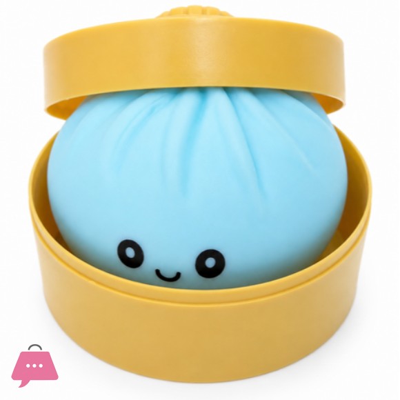 Squish dumpling 5cm antistress khinkali in steamer Bao bun with lid. Hand dumpling with random color
