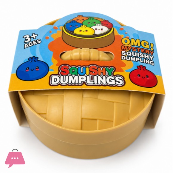 Squish dumpling 5cm antistress khinkali in steamer Bao bun with lid. Hand dumpling with random color