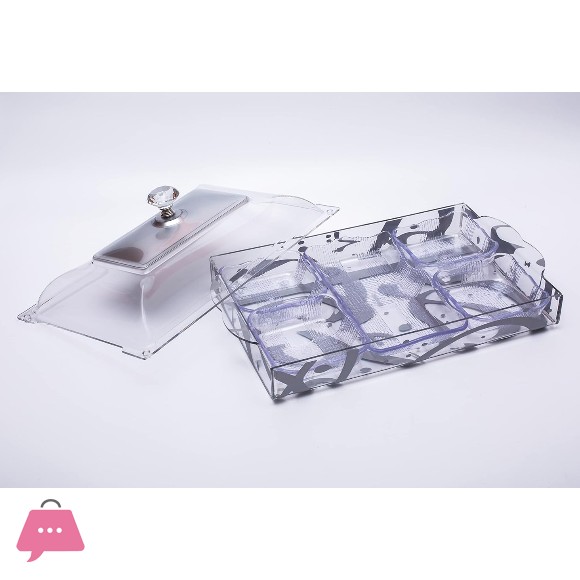 Taliona Rectangular Candy Box with 5 Inner Bowls Silver TL0113671