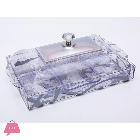 Taliona Rectangular Candy Box with 5 Inner Bowls Silver TL0113671