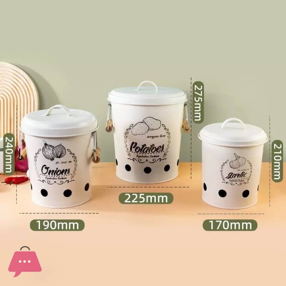 Tin Cans Storage Jars for Kitchen Vegetables Storage Cans - Set of 3