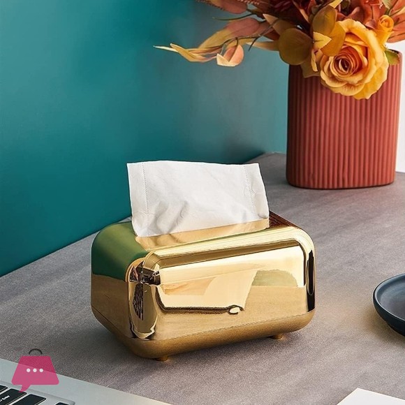 Tissue Box Golden Tissue Holder Home Decor Desktop Decorative Tissue Boxes