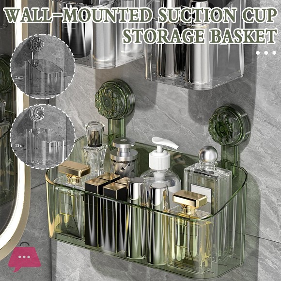 Transparent Luxury Suction Cup Shelf Bathroom Organizer Wall Mounted