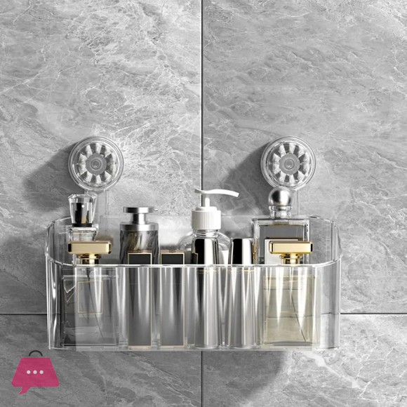 Transparent Luxury Suction Cup Shelf Bathroom Organizer Wall Mounted