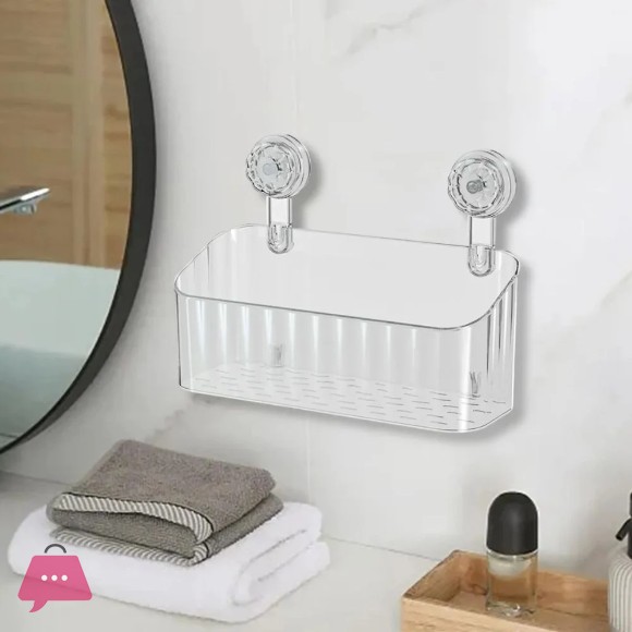 Transparent Luxury Suction Cup Shelf Bathroom Organizer Wall Mounted