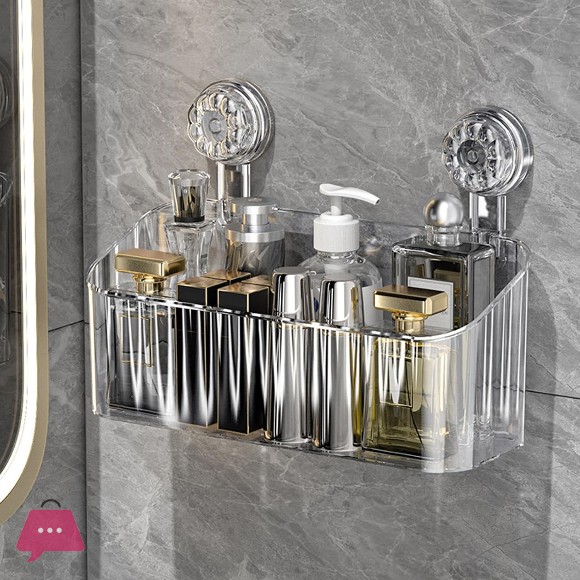 Transparent Luxury Suction Cup Shelf Bathroom Organizer Wall Mounted