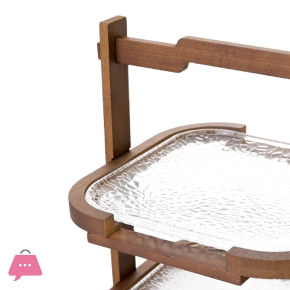 2 & 3 Tier Glass Dessert Holder with Wooden Base