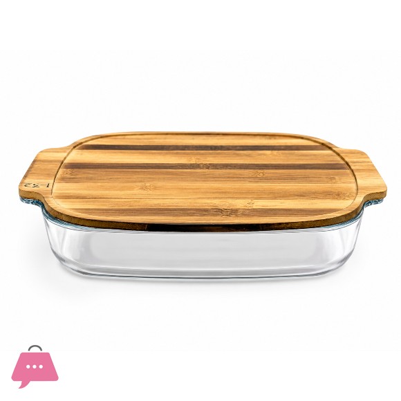 Walnut Wood Lid Glass Serving Dish – 3 Sizes