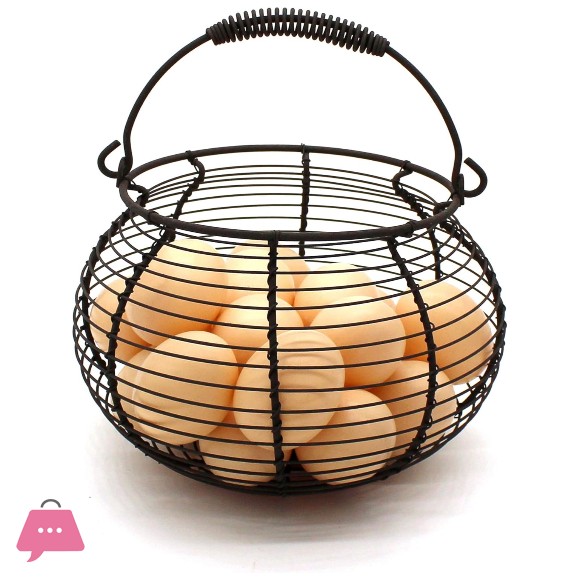 Wire Egg Basket with swimming Handle Vintage Basket