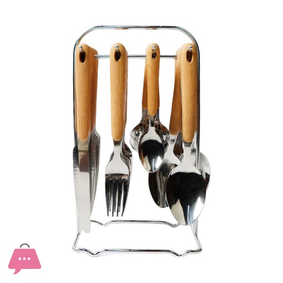 WOODEN CUTLERY SET 24PC