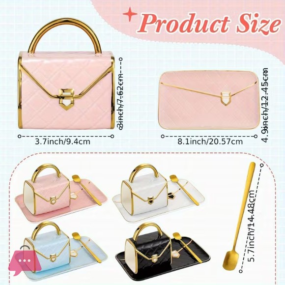 1, Bag-Shaped Dessert Ceramic Cup with Spoon and Saucer Set