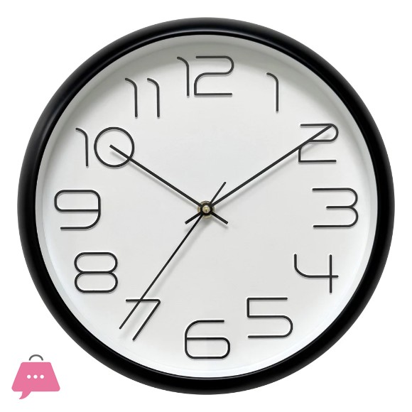 Decorative Clocks Round Indoor Kitchen Bedroom Living Room Office Classroom Wall Clocks, 3D Number Display - 12Inch