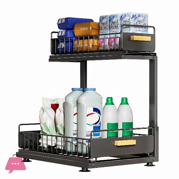 2-Tier Pull Out Kitchen Cabinet Organizer Under Sink Organizer