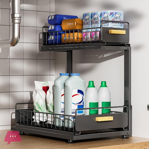 2-Tier Pull Out Kitchen Cabinet Organizer Under Sink Organizer