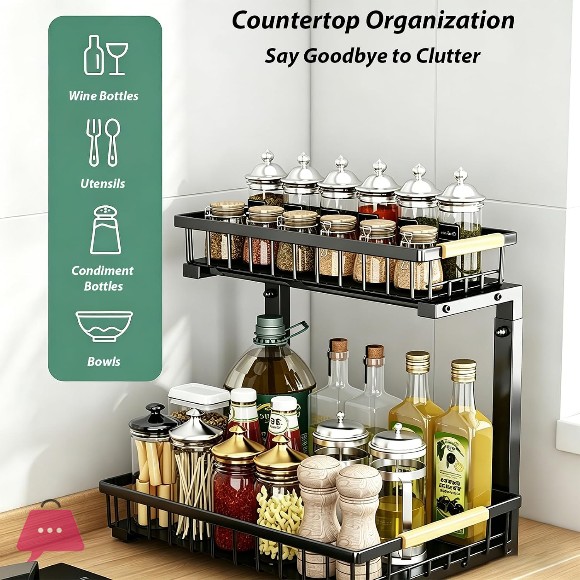 2-Tier Pull Out Kitchen Cabinet Organizer Under Sink Organizer