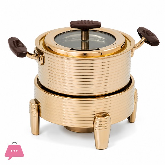 304 Stainless Steel Round Hot Pot Dazzling Pattern Buffet Stove Dish