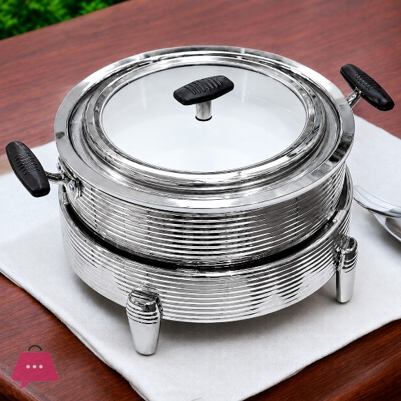 304 Stainless Steel Round Hot Pot Dazzling Pattern Buffet Stove Dish
