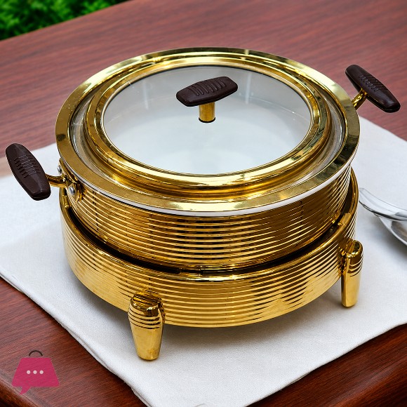 304 Stainless Steel Round Hot Pot Dazzling Pattern Buffet Stove Dish