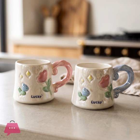 3D Embossed Tulib Flower Mug 1-Pcs