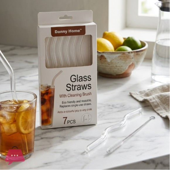 Danny Home 6Pcs Reusable Glass Heat Resistant Wave Straws 20cm