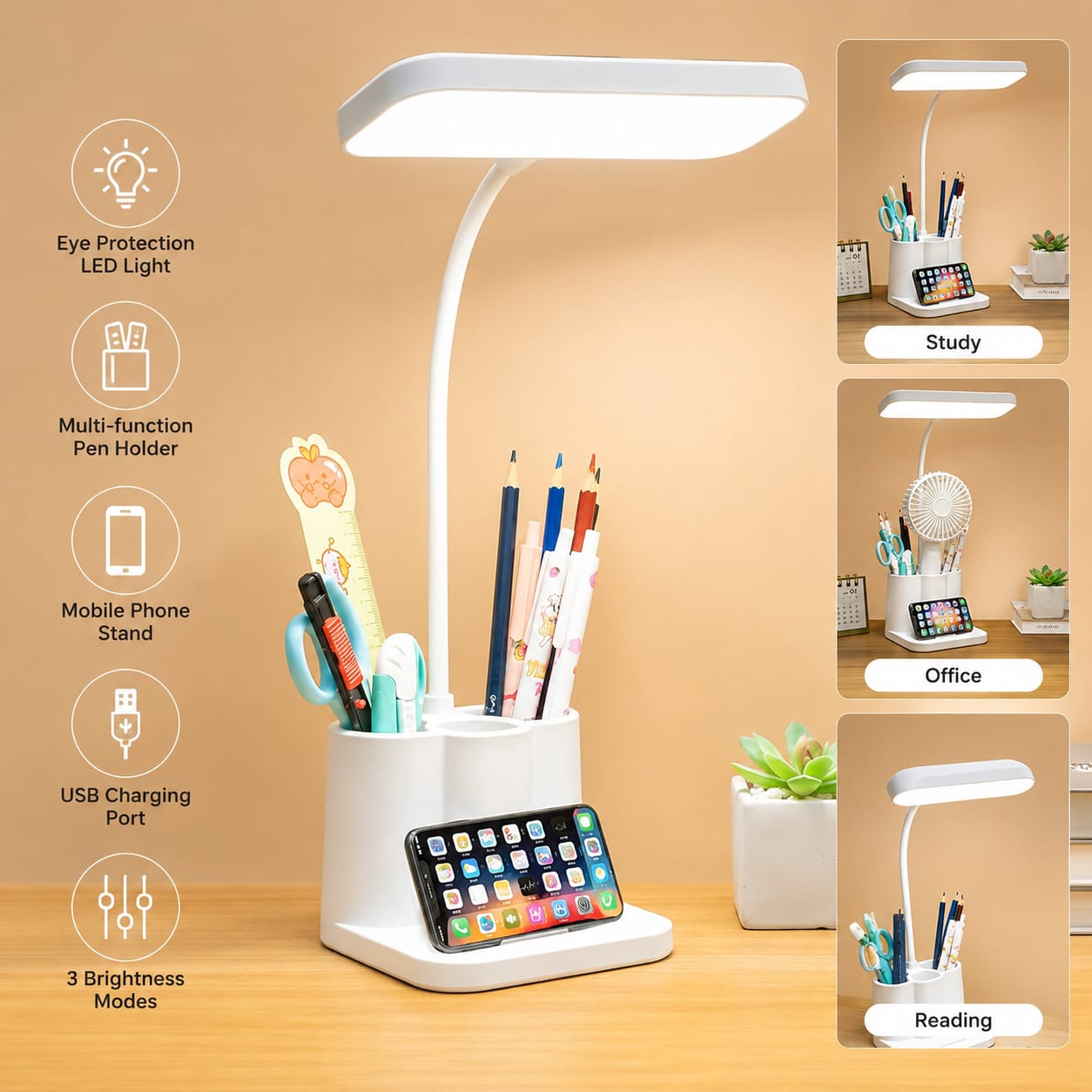 Study Lamp - Lamps For Study Table - Table Lamp - Desk Lamp - Portable Flexible Study Lamp - Rechargeable Study Lamp