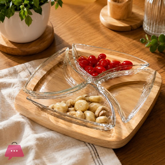 Billi 4-Pieces GW-310 Appetizer Server With Woody Tray Thailand Made