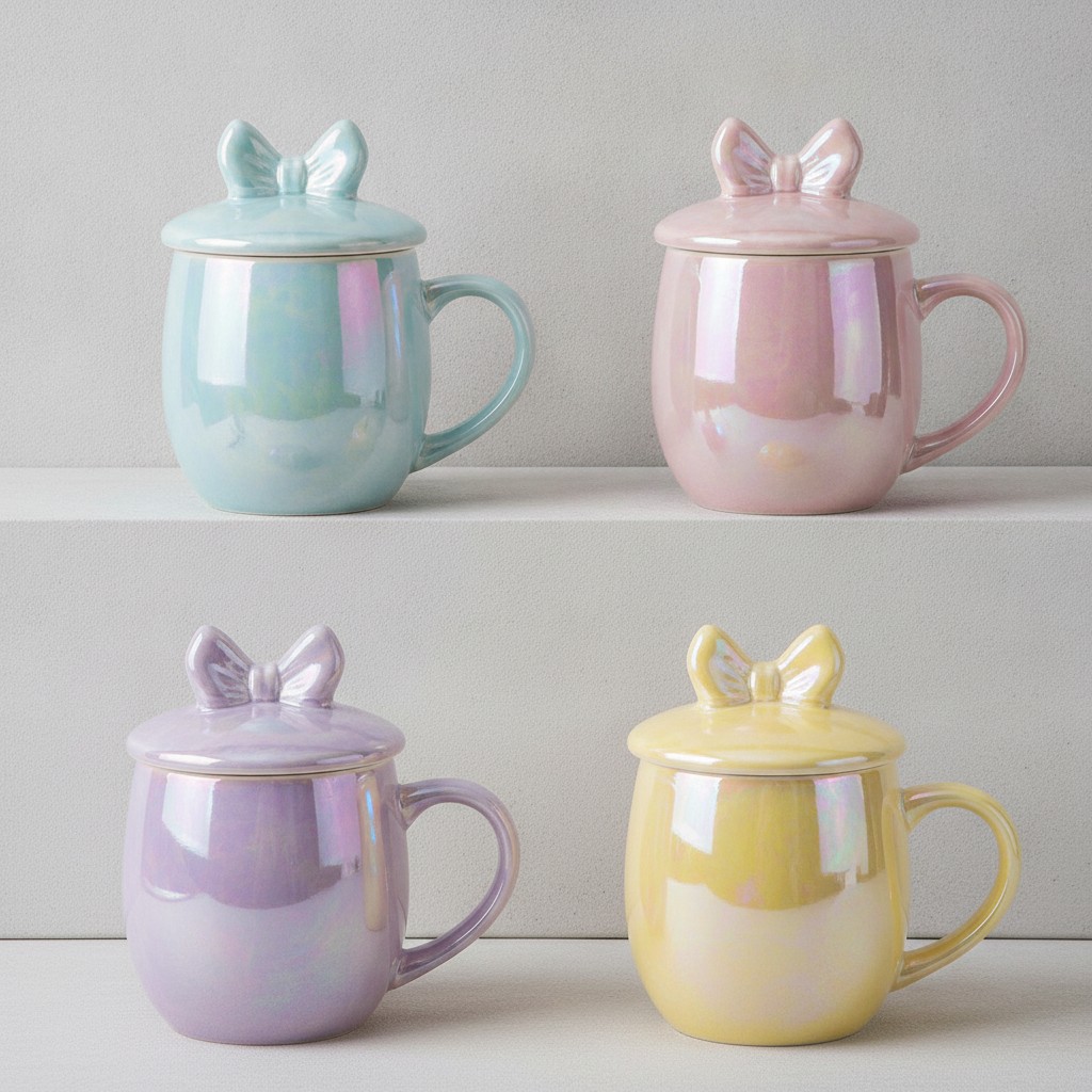 bow-lid-iridescent-ceramic-mug-set-of-4-|-pastel-coffee-&-tea-cups