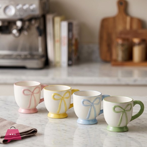 Ceramic Ribbon Design Mug with Handle
