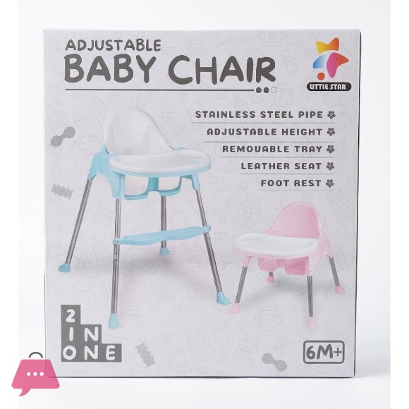 Convertible Baby High Chair with Removable Tray Adjustable Height Padded Seat