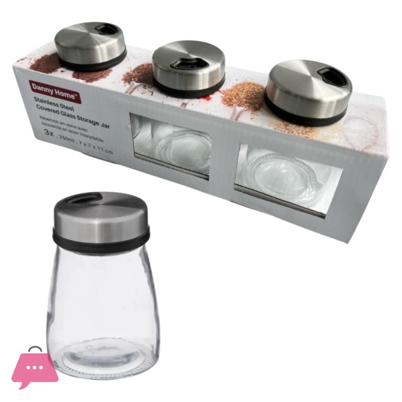 Danny Home 3-Pcs Spices Storage Jar With Stainless steel lid - 250ml