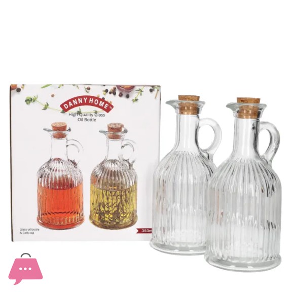 Danny Home 2Pcs Vinegar & Oil Dispenser with Cork Stopper - 350ml