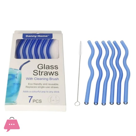 Danny Home Reusable Glass Straws & Cleaning Brush 7pcs
