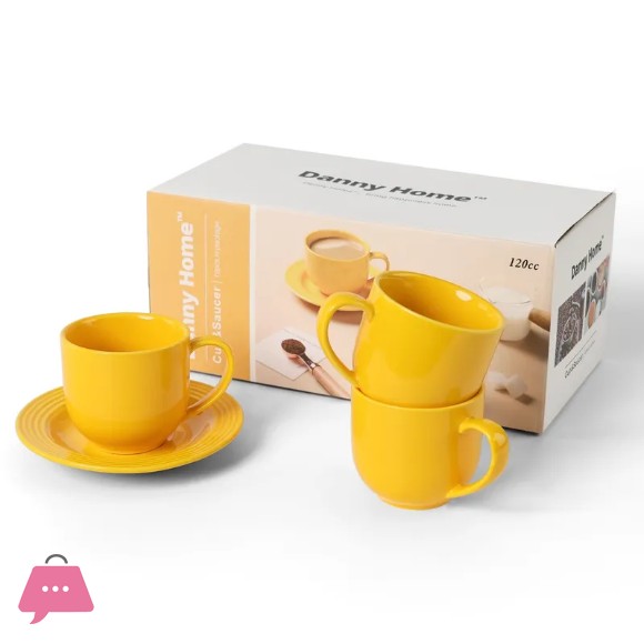 Danny Home Lemon Cup and Saucer 220ml Set of 12pcs