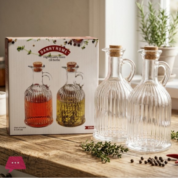 Danny Home 2Pcs Vinegar & Oil Dispenser with Cork Stopper - 350ml