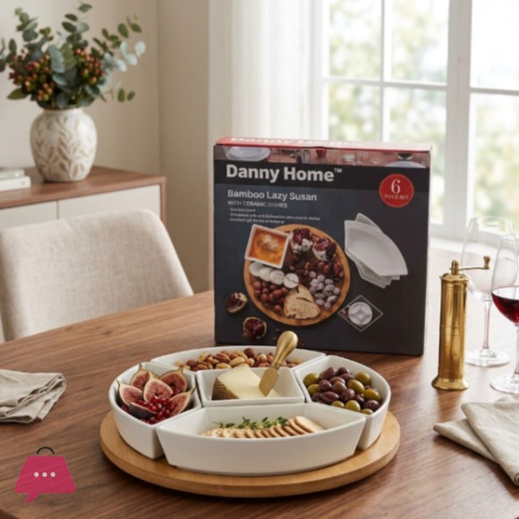 Danny Home Bamboo Lazy Susan Snack Platter - 12inch