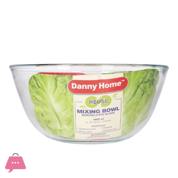 Danny Home Borosilicate Microwaveable Glass Salad Bowl Mixing Bowl - 4400ml