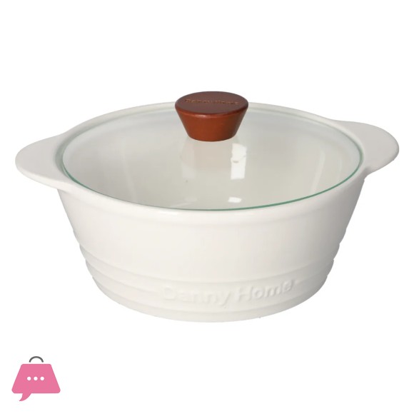 Danny Home Ceramic Casserole Donga Pot with Glass Lid