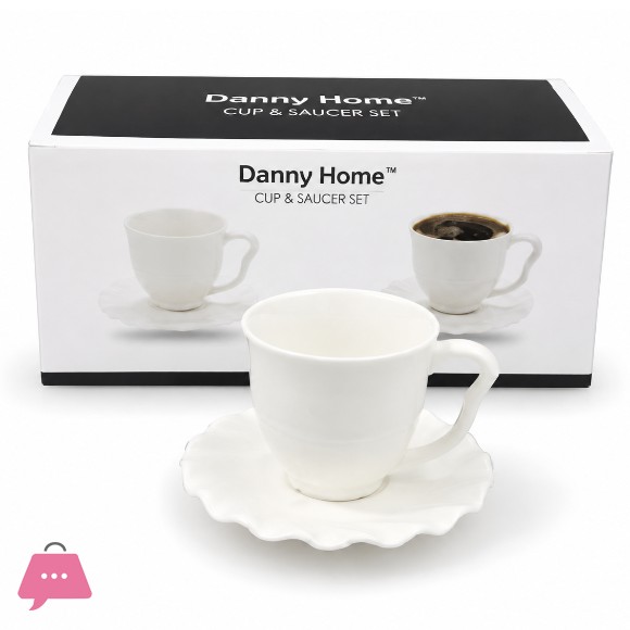 Danny Home Ceramic Cup & Saucer Set 6Pcs – 200ml