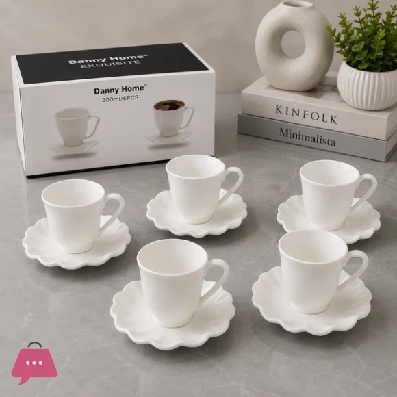 Danny Home Ceramic Cup & Saucer Set 6Pcs – 200ml