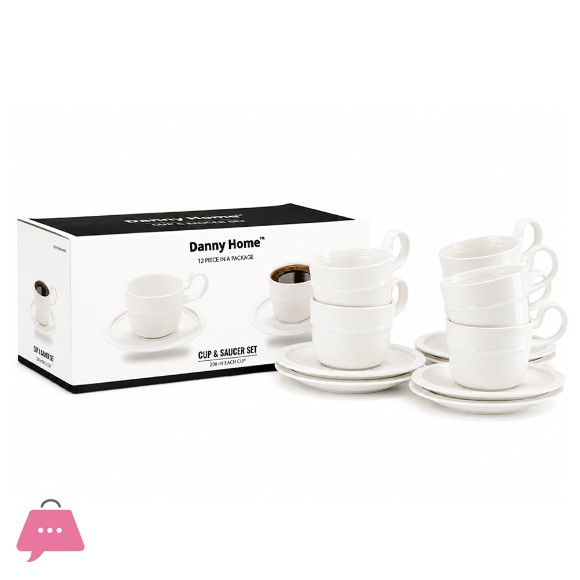 Danny Home Ceramic Cup & Saucer Set 6Pcs - 200ml