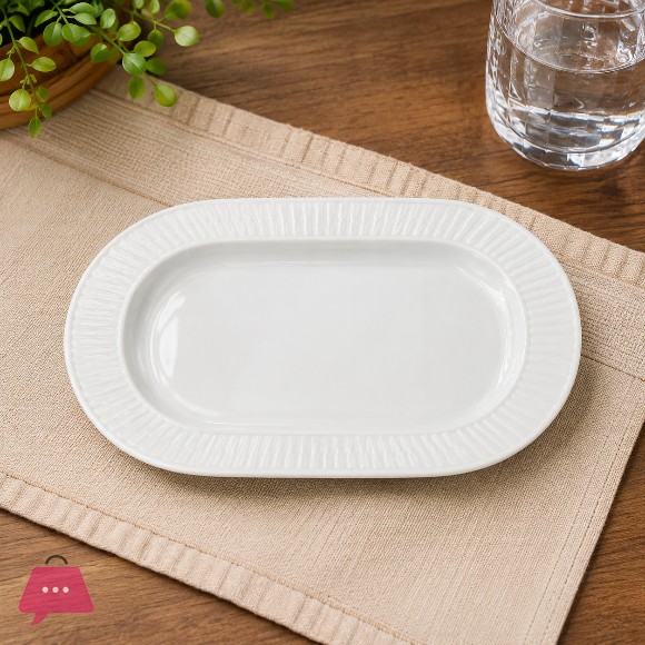 Danny Home Ceramic Oval Porcelain Plate 1 Pcs 13.5 Inch