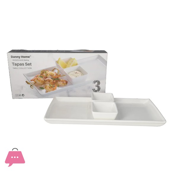 Danny Home Ceramic Serving Platter & Dipping Bowls 3pcs