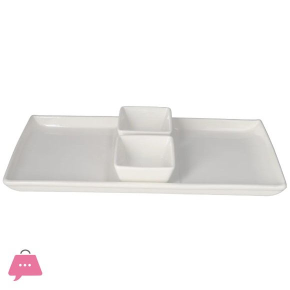 Danny Home Ceramic Serving Platter & Dipping Bowls 3pcs