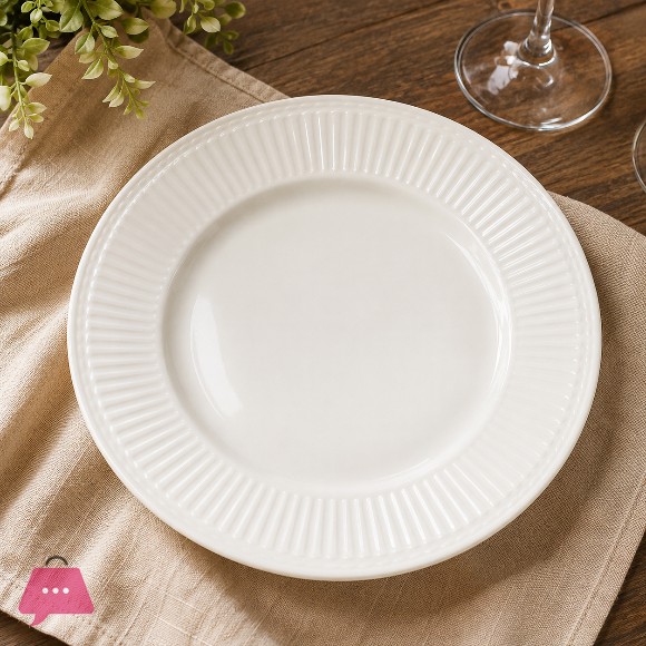 Danny Home Ceramic White Deep Plate 8.25 Inch