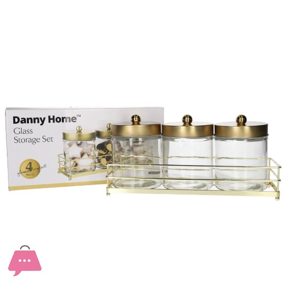 Danny Home Glass Storage Jar Set 720ml - 4pcs