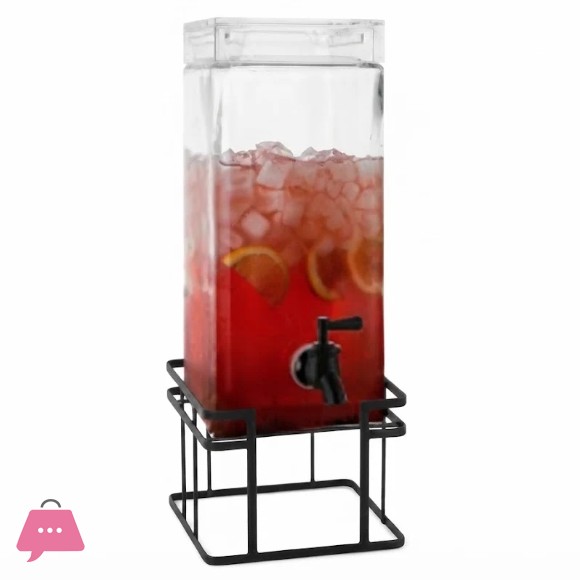 Danny Home Glass Juice Dispenser with Tap & Stand Beverage Dispenser for Juice Water & Drinks 4Liter