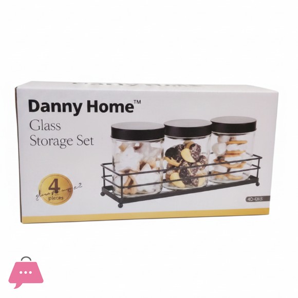 Danny Home Glass Storage Jar Set 720ml - 4pcs