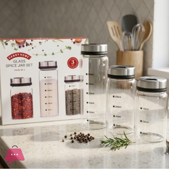 Danny Home Glass Storage Spice Jars 3Pcs