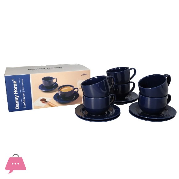 Danny Home Navy Cup and Saucer 220ml Set of 12pcs