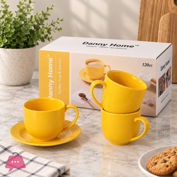 Danny Home Lemon Cup and Saucer 220ml Set of 12pcs